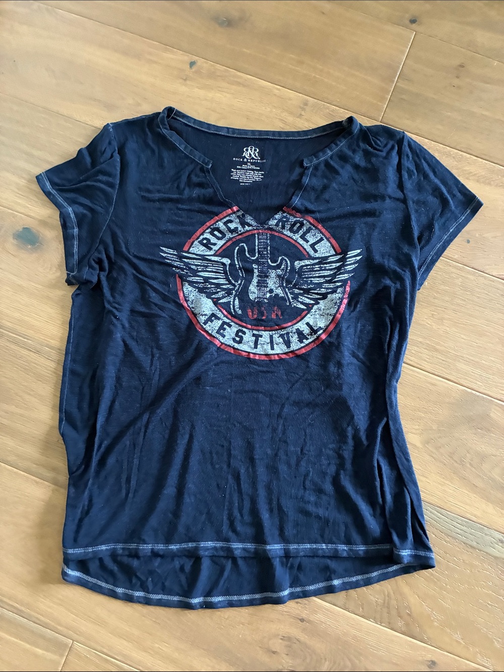 Rock & Republic Navy Logo Graphic Tee